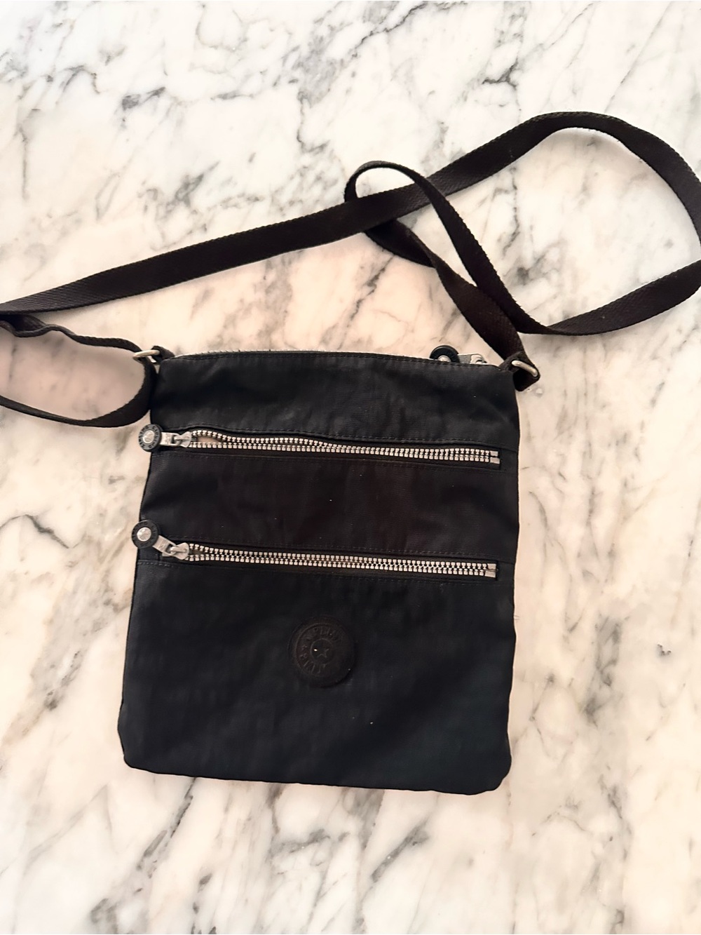 Kipling Black Crossbody Shoulder Bag with Dual Zippers very gently used